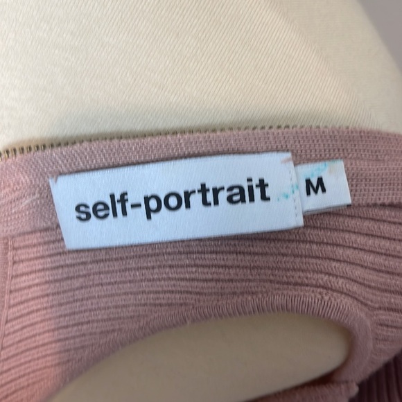 Self Portrait | Ribbed Knit‎ Cutout Midi Dress Rose | M - Picture 9 of 10